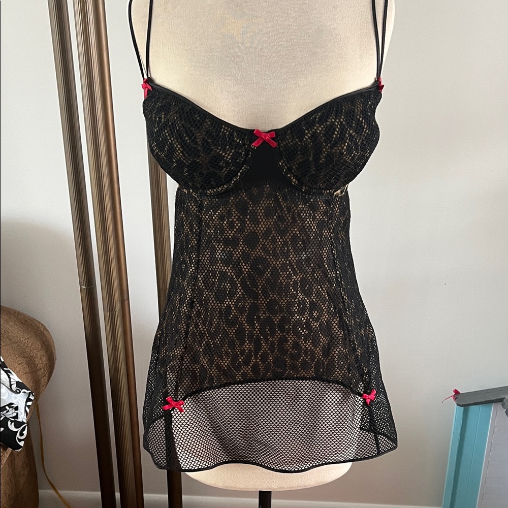 Victoria Secret leopard and fishnet lingerie